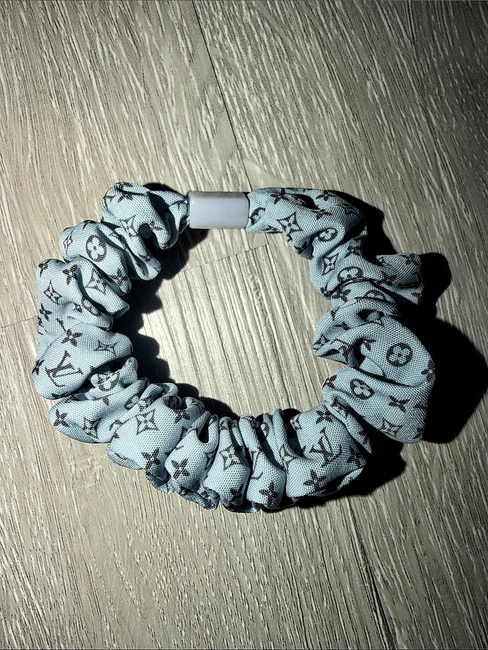 Louis Vuitton Monogram Hair Tie Scrunchie Blue Black